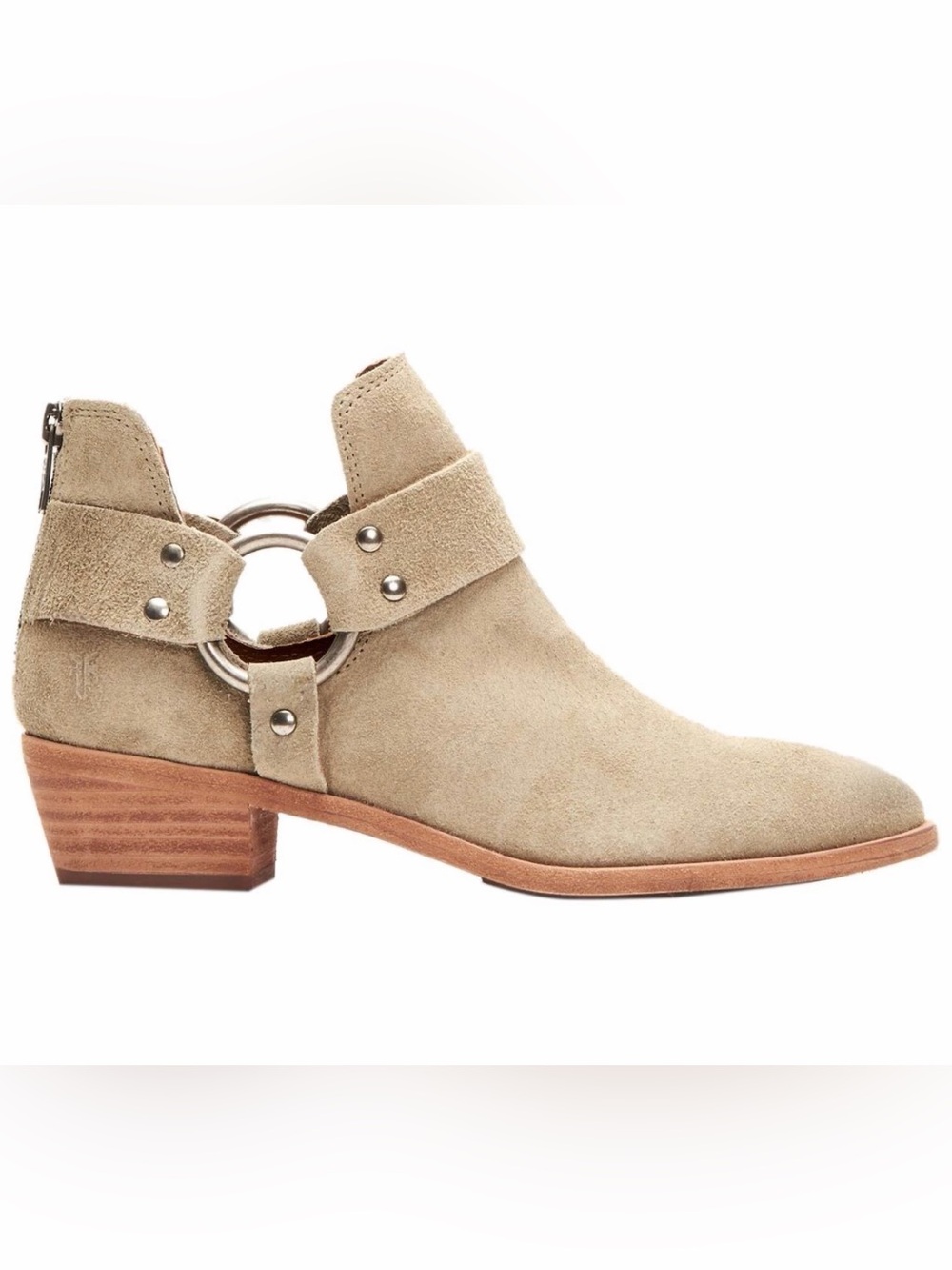 Frye Ray Harness Back-Zip Boot tan suede size 10 women’s